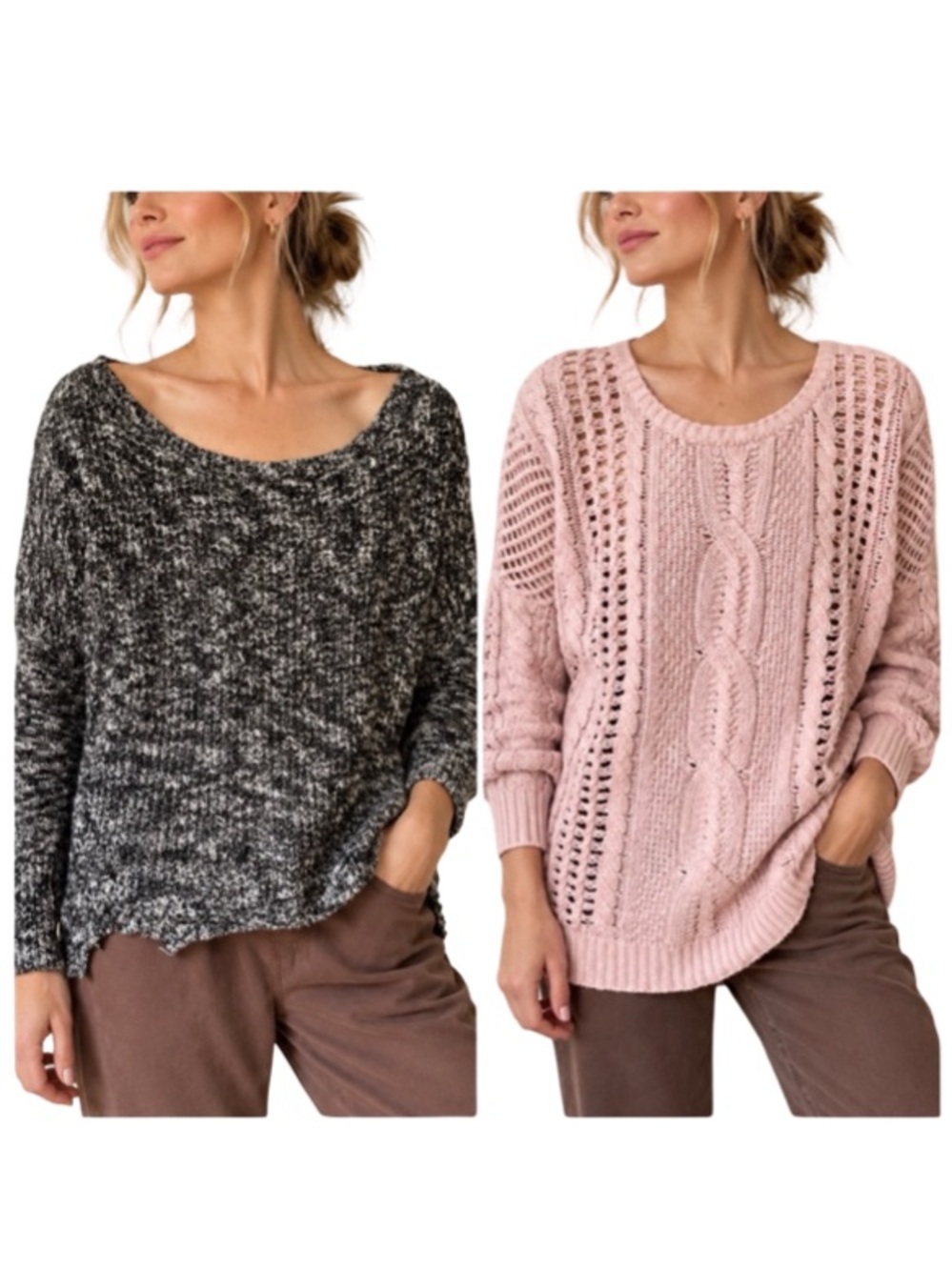Bundle Express Black Pink Sweaters Oversized XS